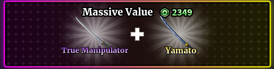 True Manipulator Yamato bundle Roblox items showcase